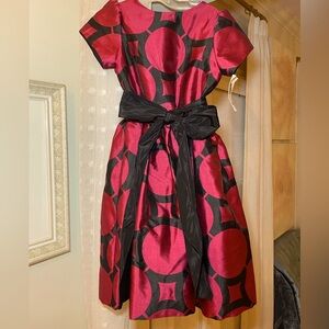 NWT Susanne Lively Pink & Black Taffeta Bow Party Holiday Christmas Dress Sz 7